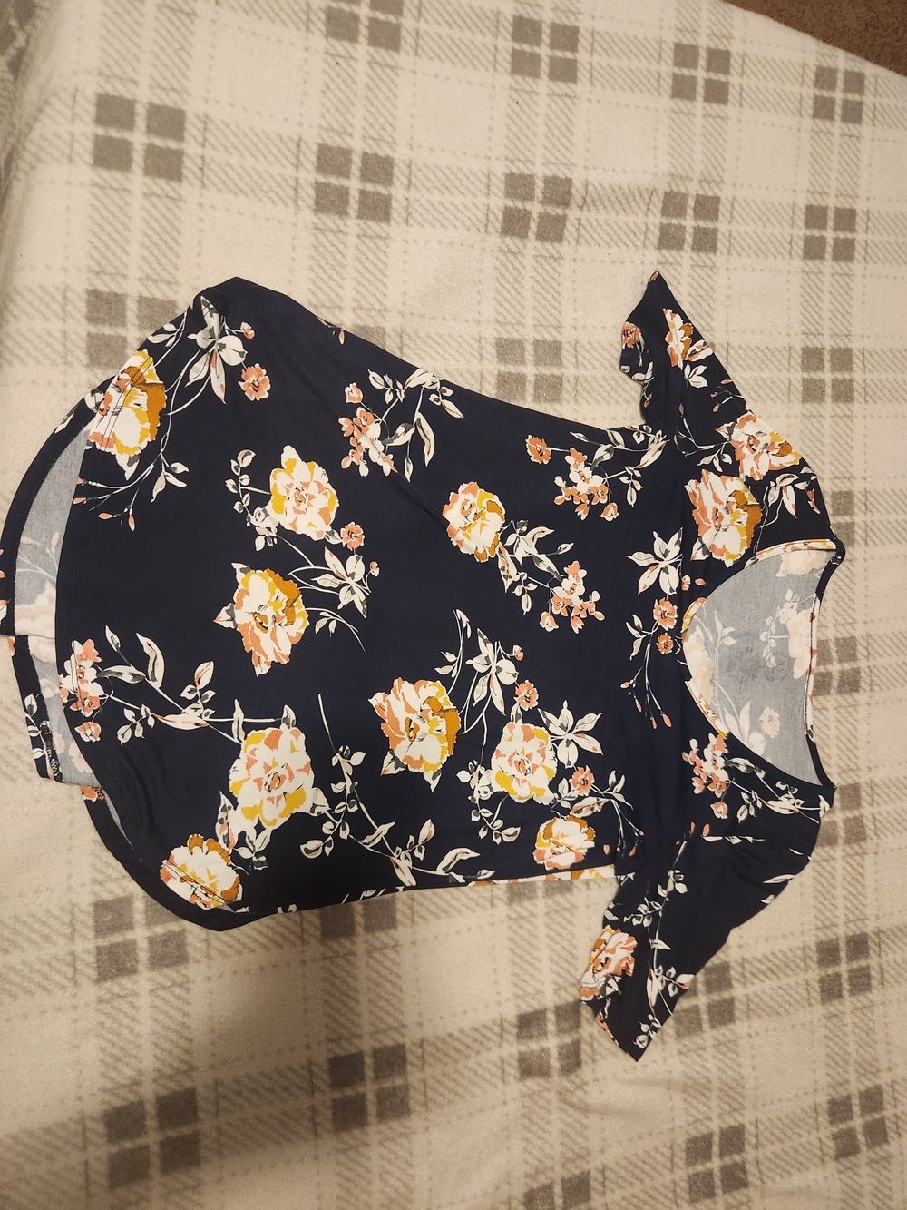 24/7 Comfort Apparel Floral Mini Dress Black & Orange